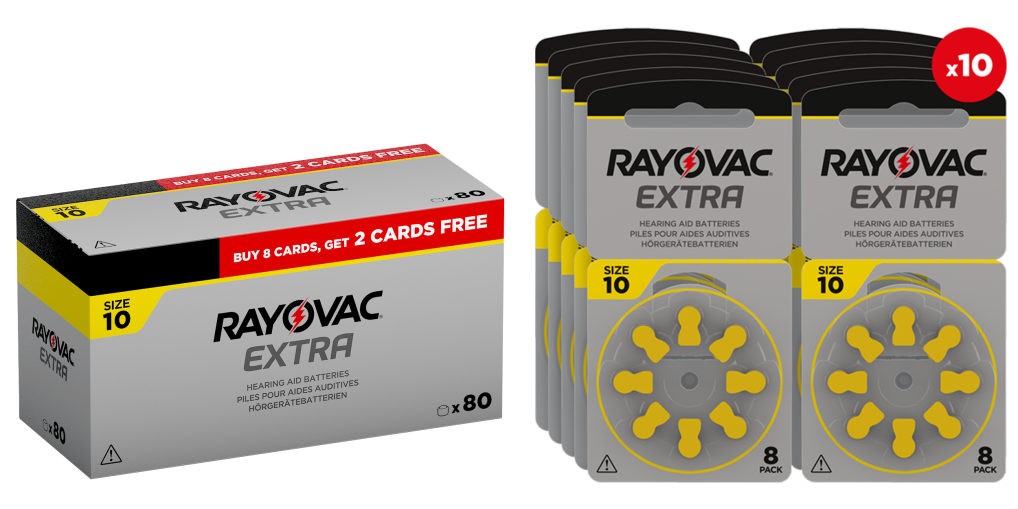 80 Батерии за слухов апарат 10 Extra Advance - Rayovac PR70