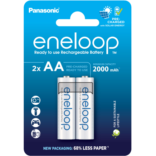 2 Акумулаторни батерии Panasonic Eneloop AA 2000 mAh - 1.2V