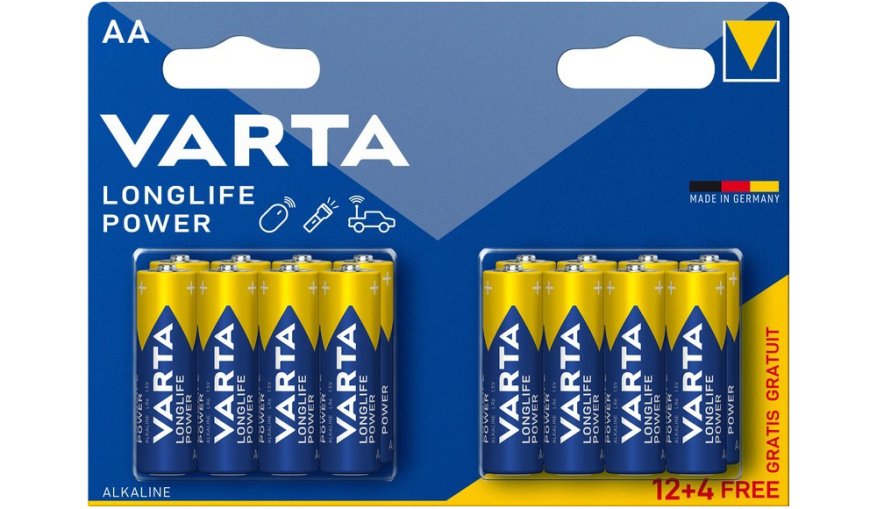 Алкални батерии АА Varta Longlife Power AA - 16 броя